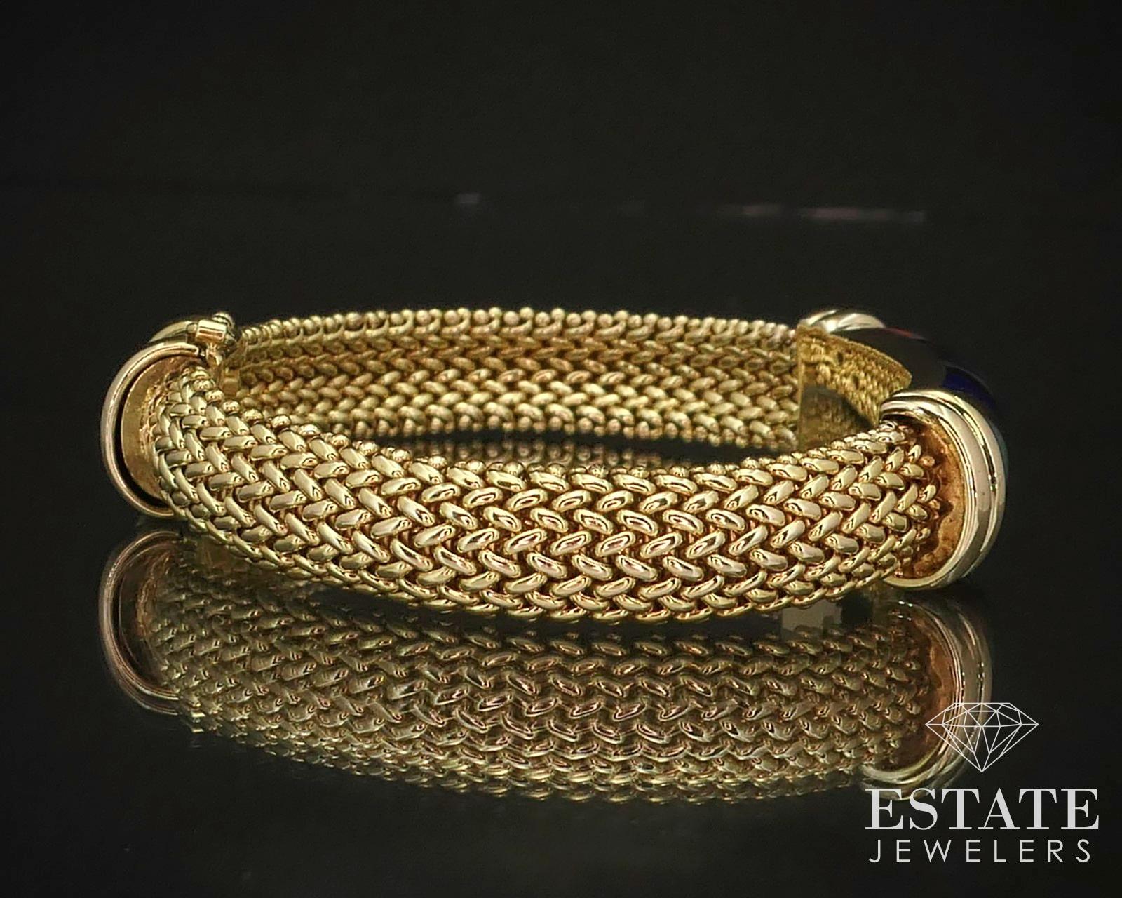 Mixed Cut 14k Yellow Gold Asch Grossbardt Multi Gem & Diamond Link Bracelet i14845 For Sale