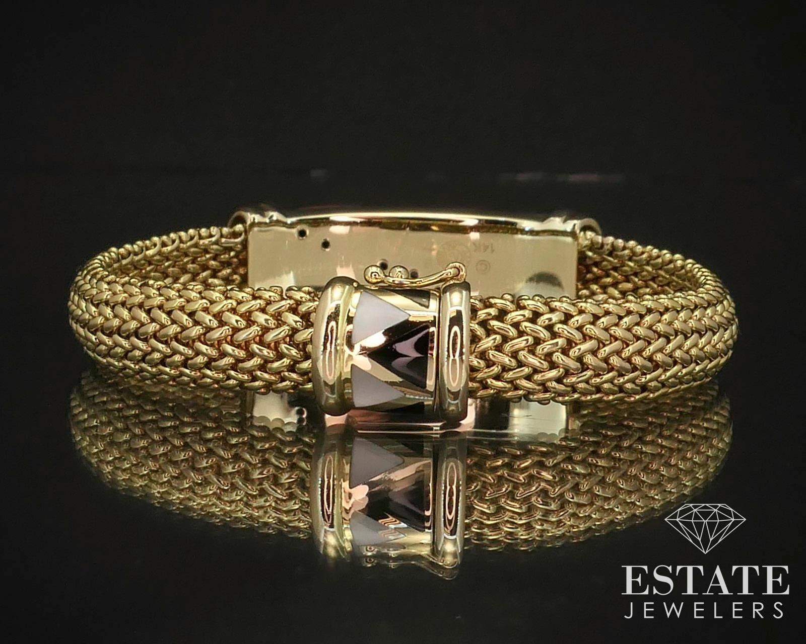 14k Yellow Gold Asch Grossbardt Multi Gem & Diamond Link Bracelet i14845 In Excellent Condition For Sale In Toledo, OH
