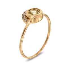 14 Karat Gold Asiph Yellow Sapphire and Diamond Vintage Ring Center-1/2 Carat