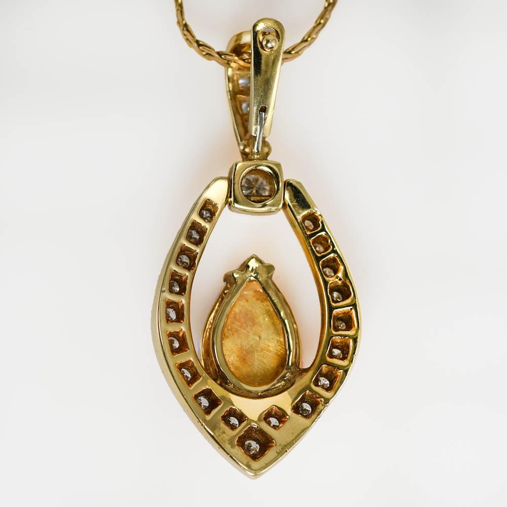 14K Yellow Gold Australian Opal & Diamond Pendant .75tdw, 11g For Sale 7