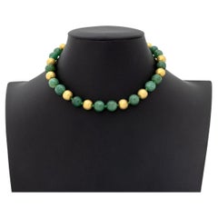 14K Yellow Gold Aventurine Bead Necklace