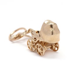 14K Yellow Gold Baby Carriage Charm