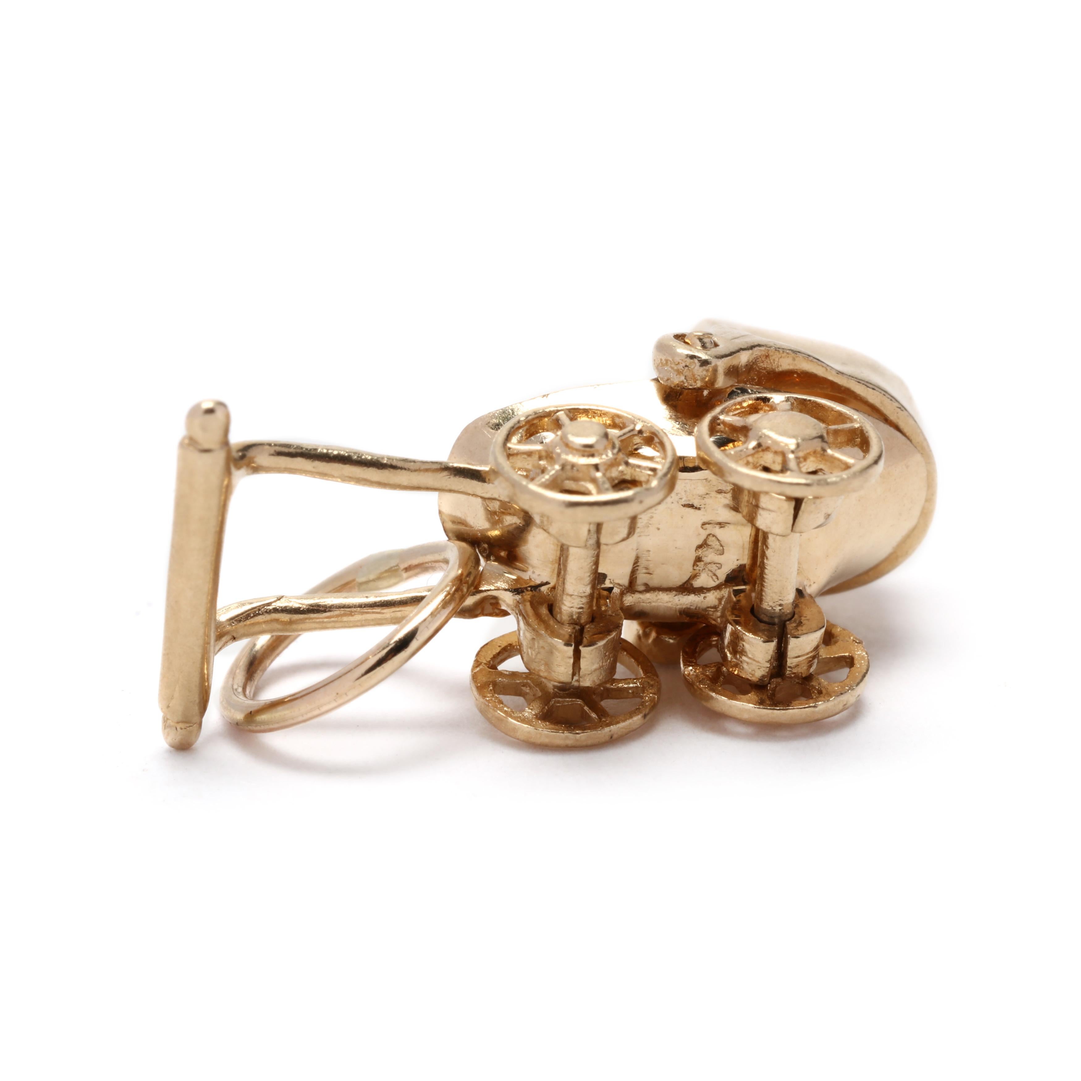 Retro 14K Yellow Gold Baby Carriage Charm