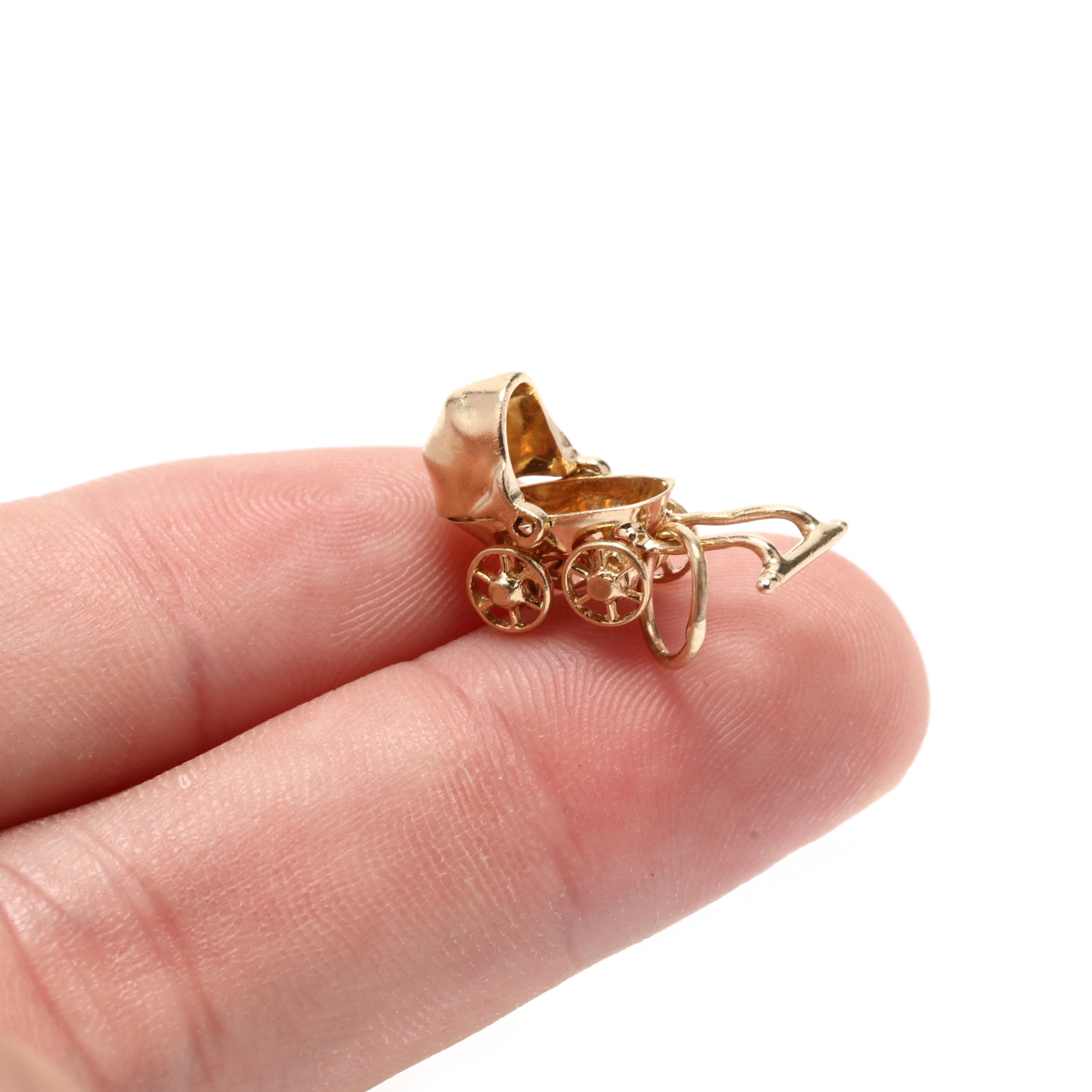 14K Yellow Gold Baby Carriage Charm 1