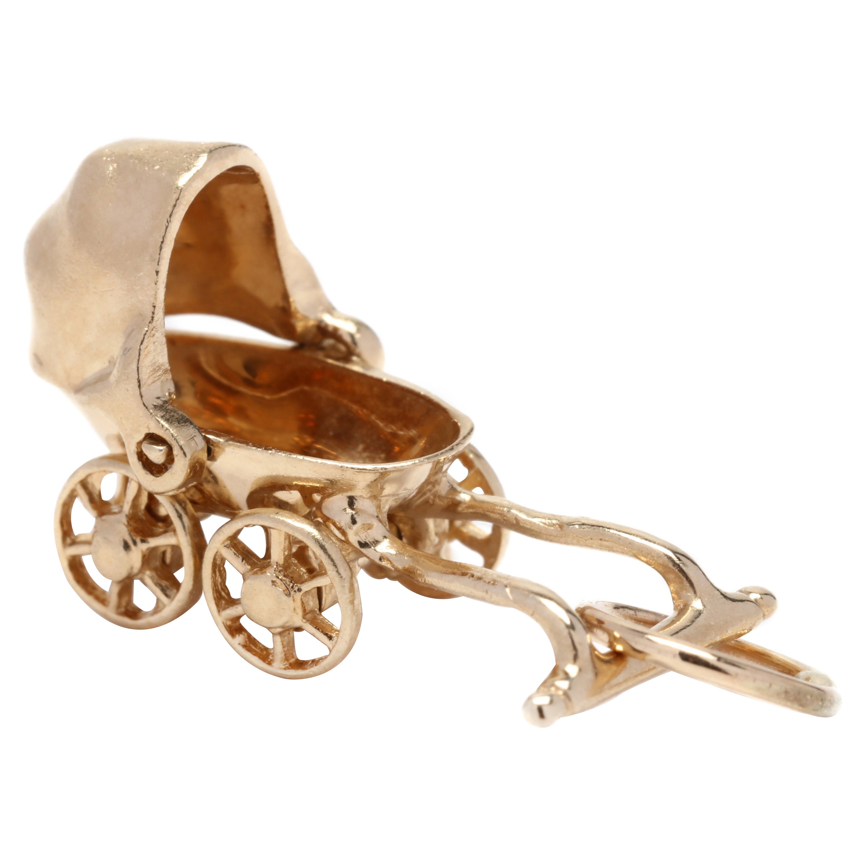 14K Yellow Gold Baby Carriage Charm
