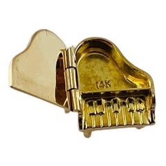 14 Karat Gelbgold Baby-Grand Piano-Charm-Anhänger #15613