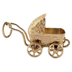 14K Yellow Gold Baby Stroller Charm #18182