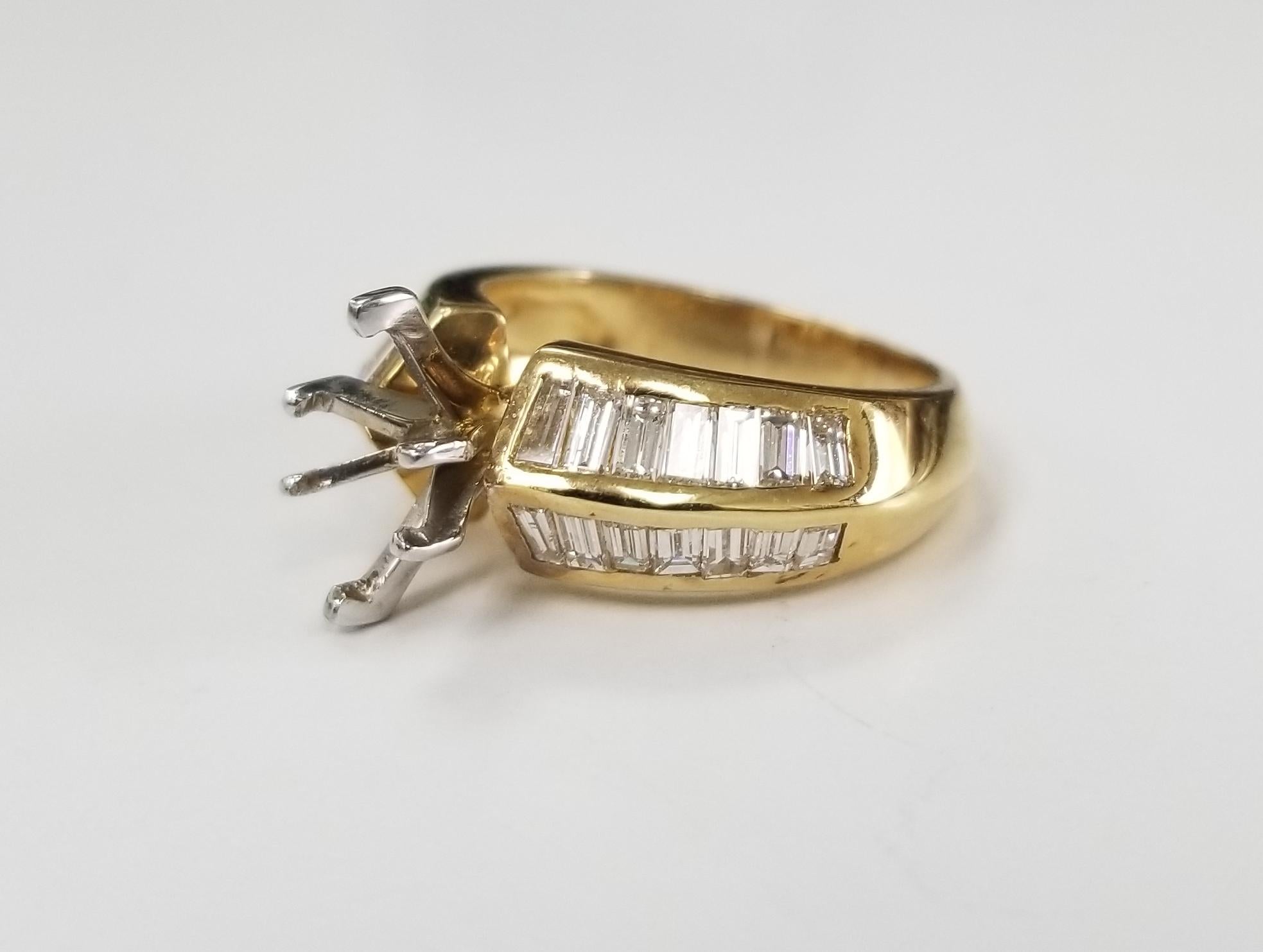 14k yellow gold baguette channel with 