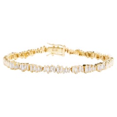 14k Yellow Gold Baguette Diamond Bracelet