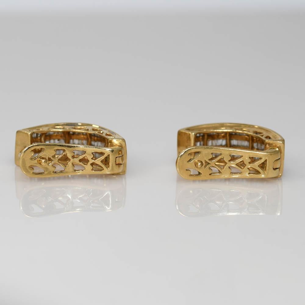 da uomo o donna Orecchini in oro giallo 14K con diamanti a baguette da 0,75 carati in vendita