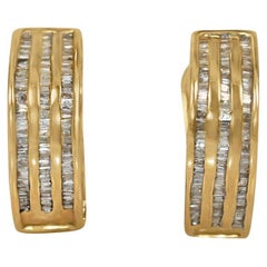 Orecchini in oro giallo 14K con diamanti a baguette da 0,75 carati