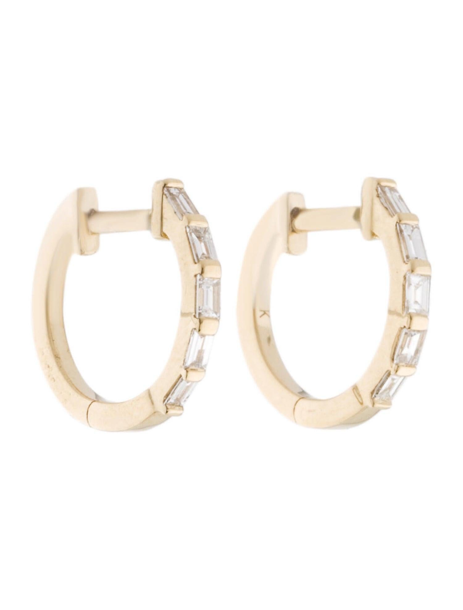This pair of Diamond Baguette Huggie Hoop Earrings are sure to be your new favorite. With shimmering 0.25 ct. of baguette-cut diamonds adorning the Huggie, they create the perfect amount of sparkle for  any look. Crafted in 14k Gold with easy to use