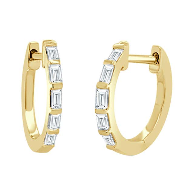 Rachel Koen 14K Yellow Gold Diamond Hoop Earring 2.98cttw For Sale at ...