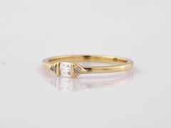 14K Yellow Gold Baguette & Round Diamond Geometric Band Ring