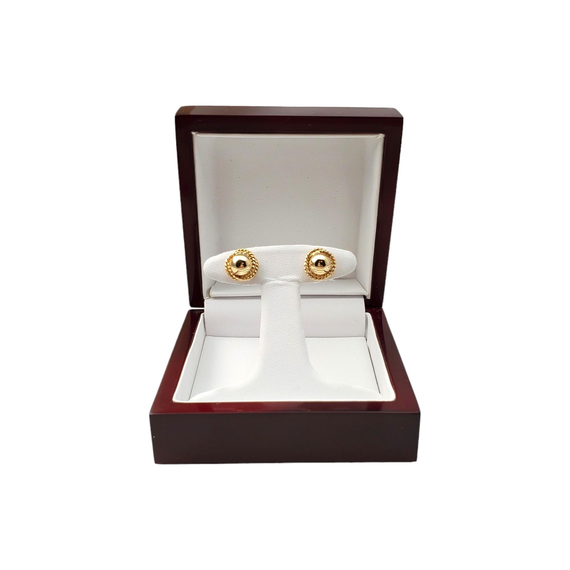 14K Yellow Gold Ball and Rope Earrings #17012 For Sale 3