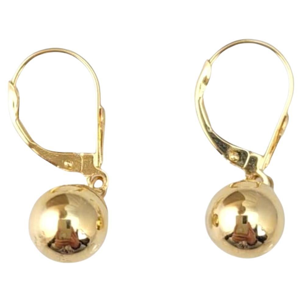 14K Yellow Gold Ball Lever Back Earrings #21719