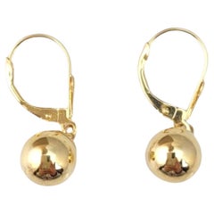 14K Yellow Gold Ball Lever Back Earrings #21719