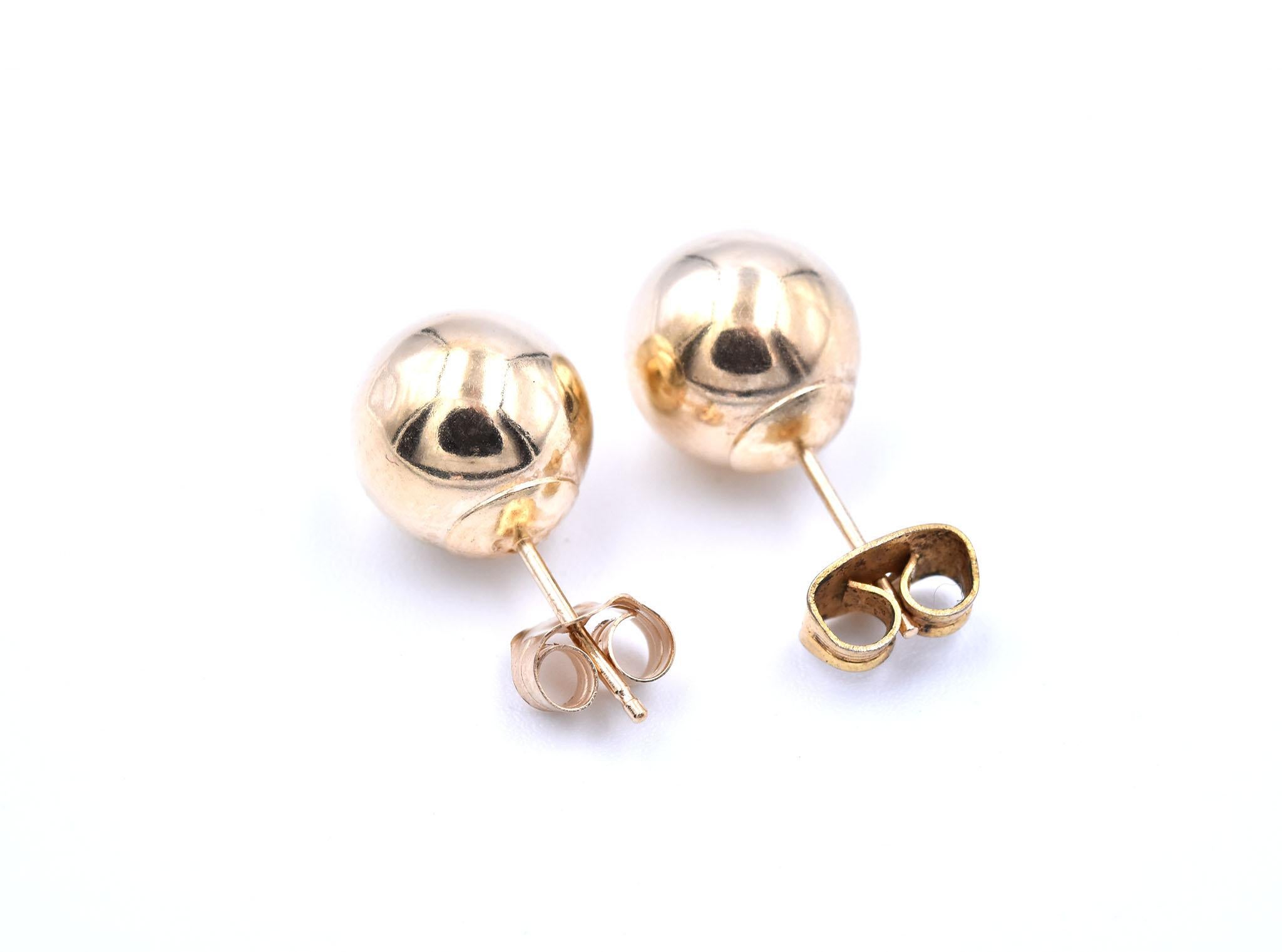 14 Karat Yellow Gold Ball Stud Earrings In Excellent Condition For Sale In Scottsdale, AZ