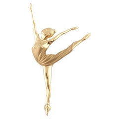 Vintage 14K Yellow Gold Ballerina Dancer Pin #14627