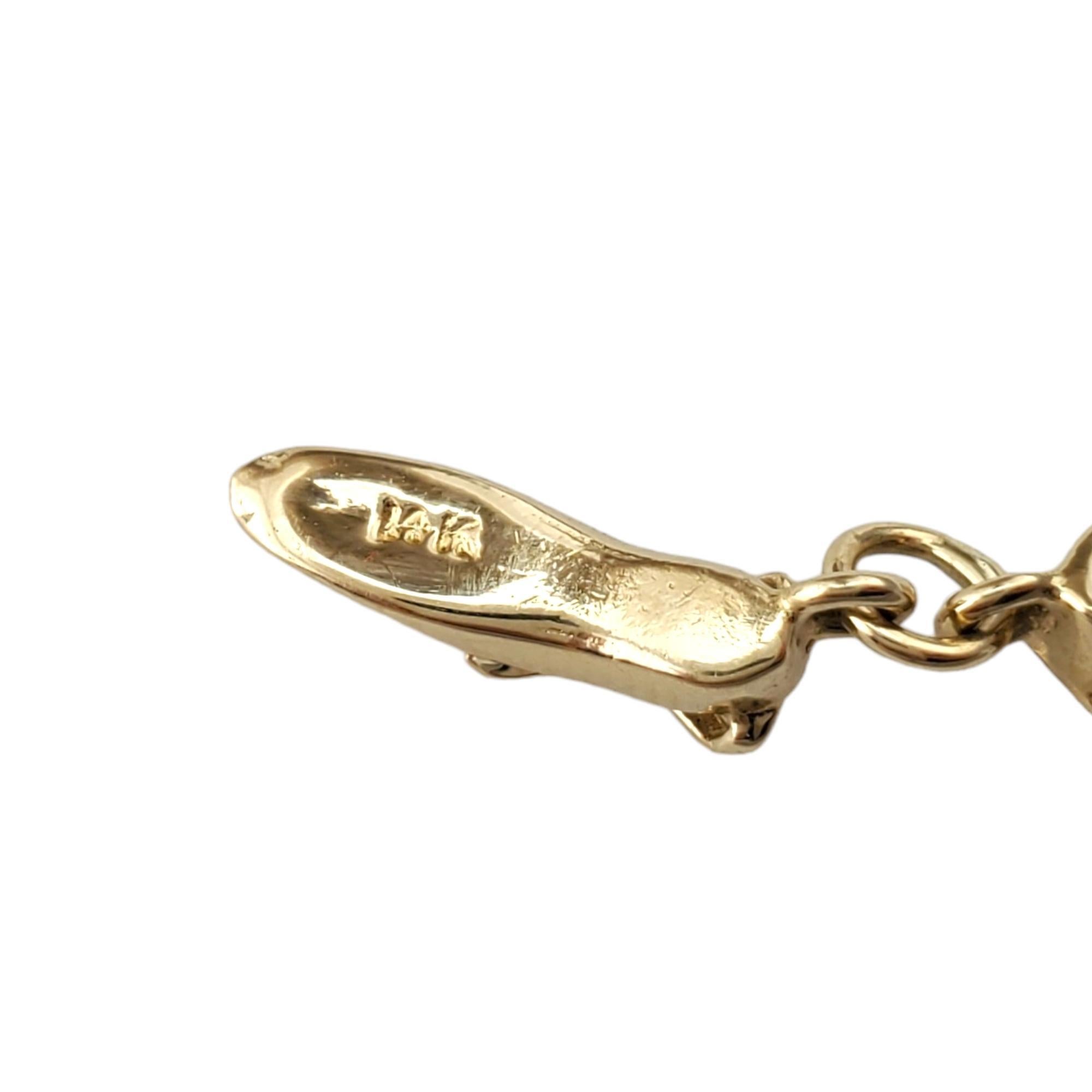 14K Yellow Gold Ballet Shoes Charm #17448 In Good Condition In Washington Depot, CT
