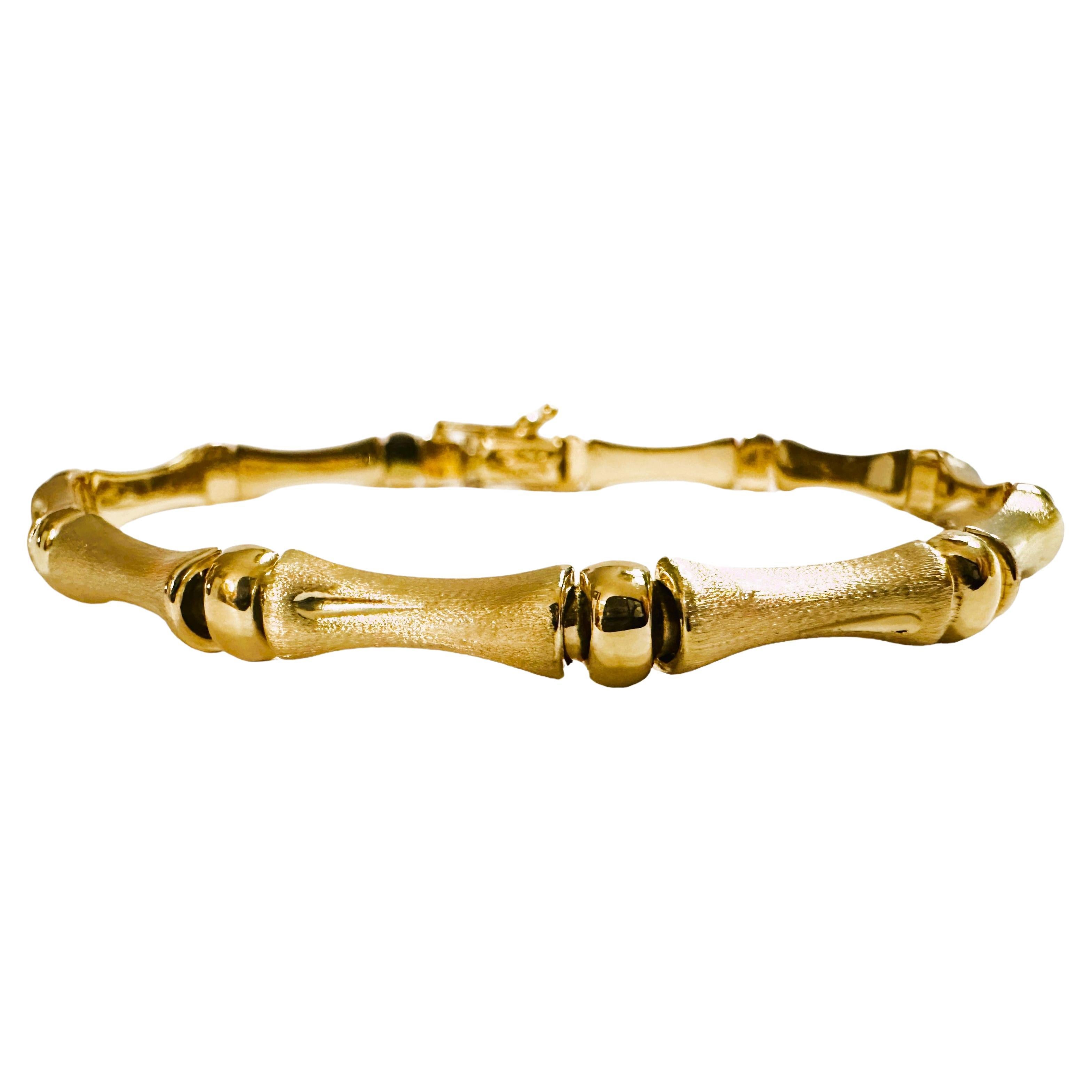 14k Yellow Brushed Gold Bamboo ARPAS Link Bracelet 7.75 Inches - 9.4 Grams
