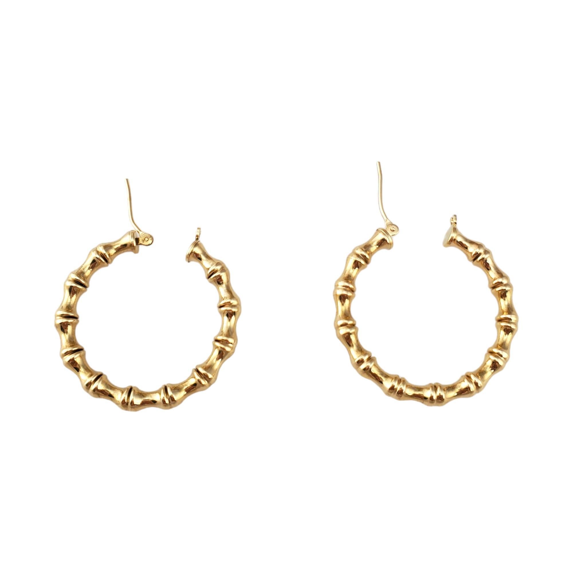 Women's 14K Yellow Gold Bamboo Hoop Earrings #17951