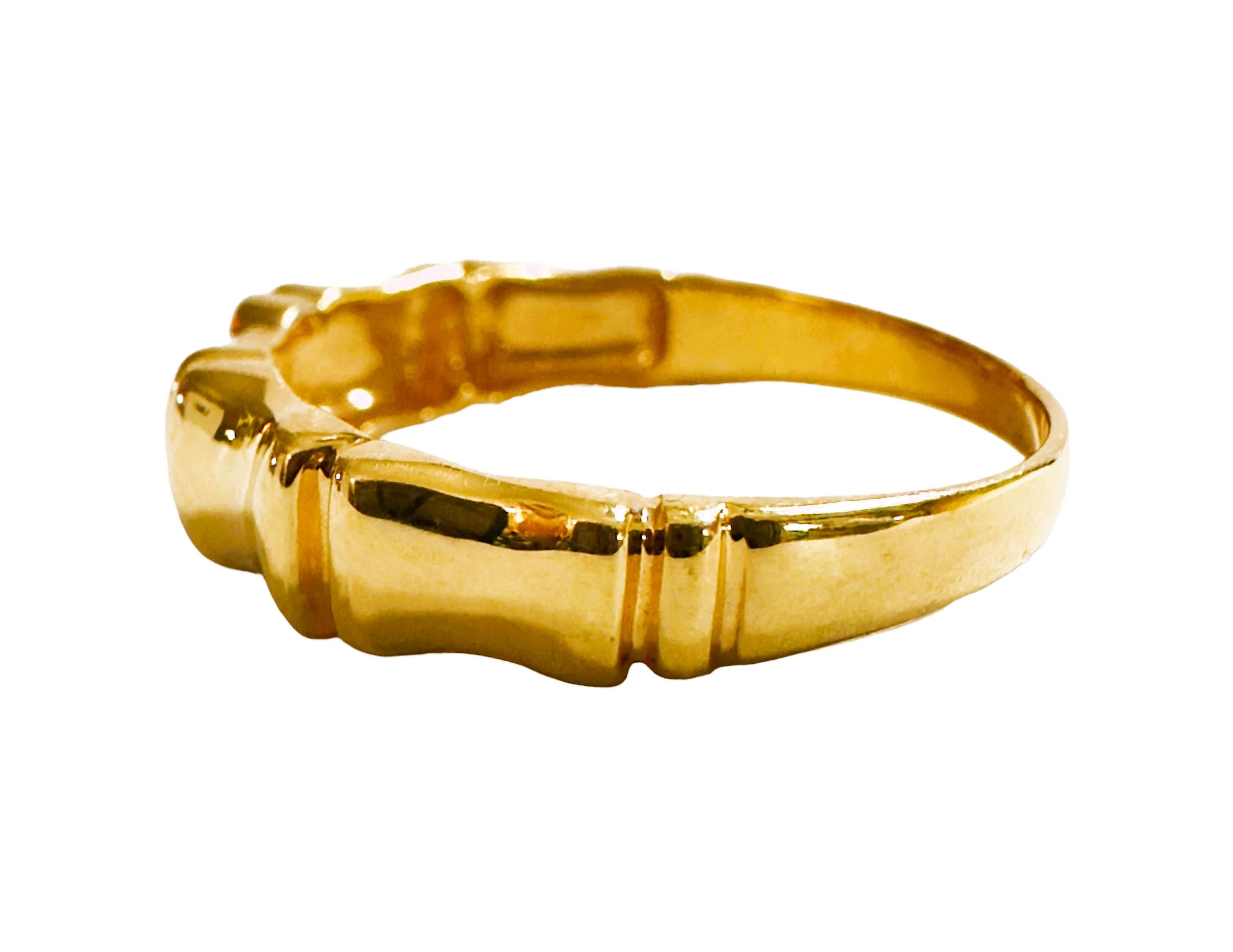 14k Gelbgold Bambus Link Milor Italienischer Ring Größe 7,75 (Art nouveau) im Angebot