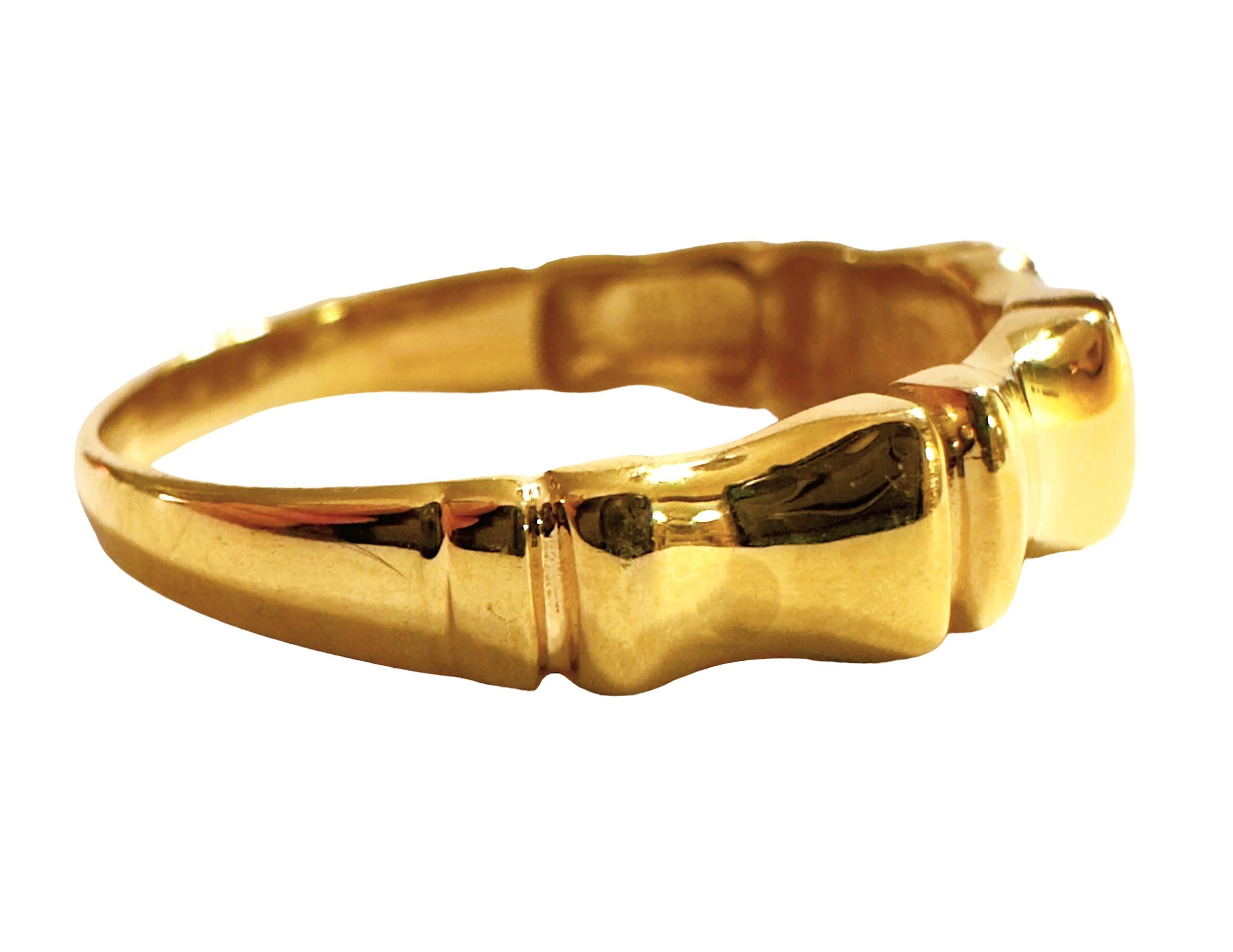 14k Gelbgold Bambus Link Milor Italienischer Ring Größe 7,75 Damen im Angebot