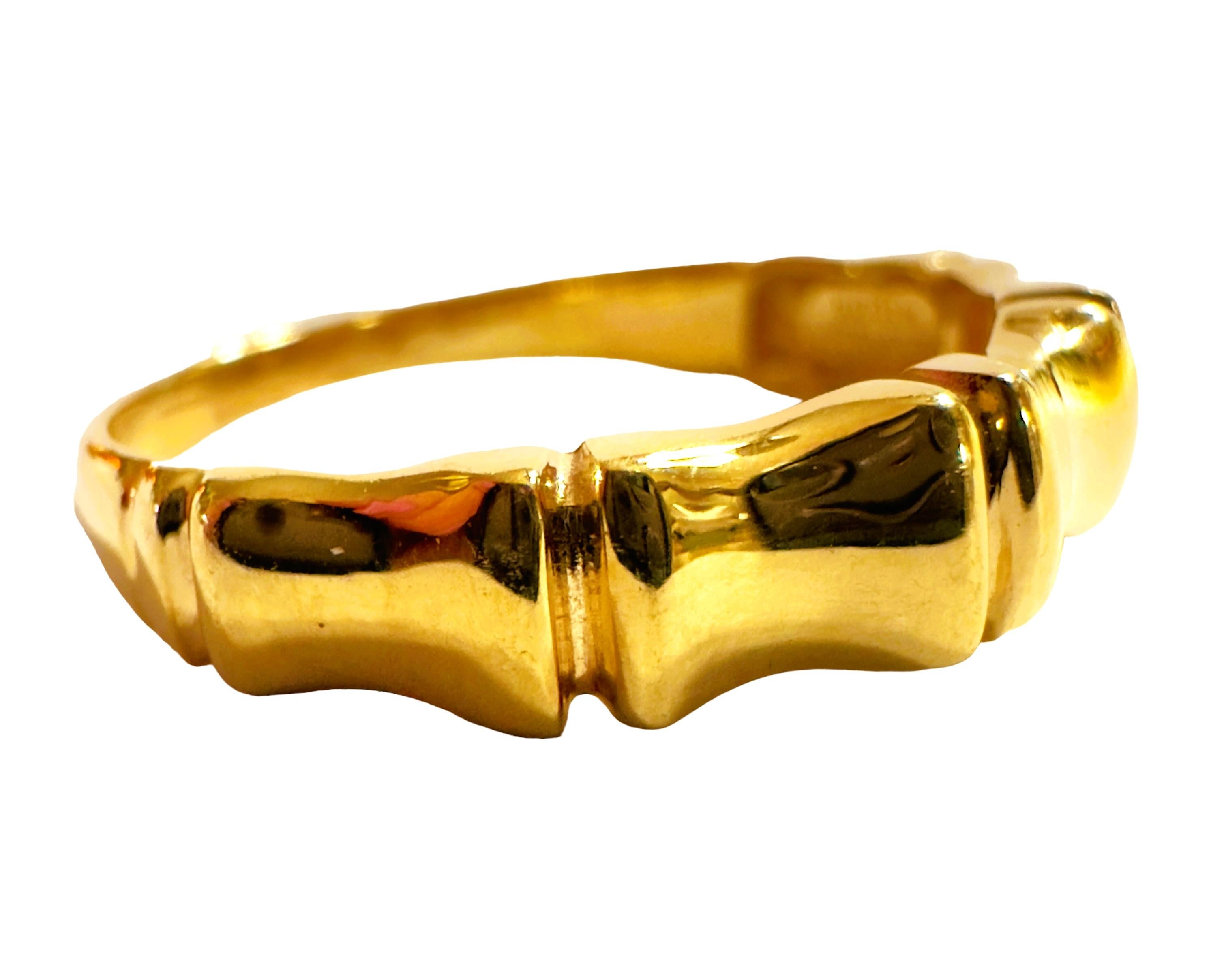 Art Nouveau 14k Yellow Gold Bamboo Link Milor Italian Ring Size 7.75 For Sale