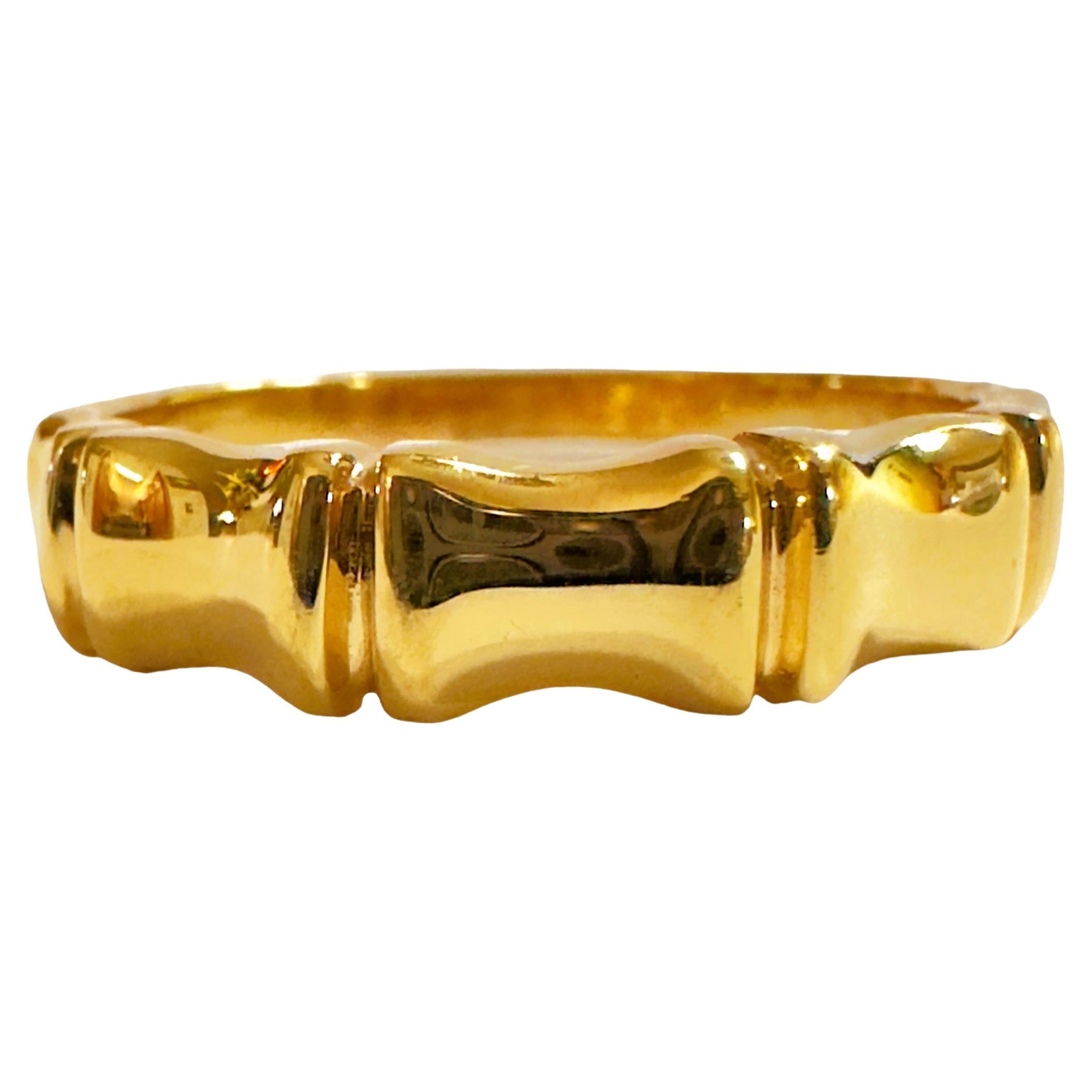 14k Yellow Gold Bamboo Link Milor Italian Ring Size 7.75 For Sale