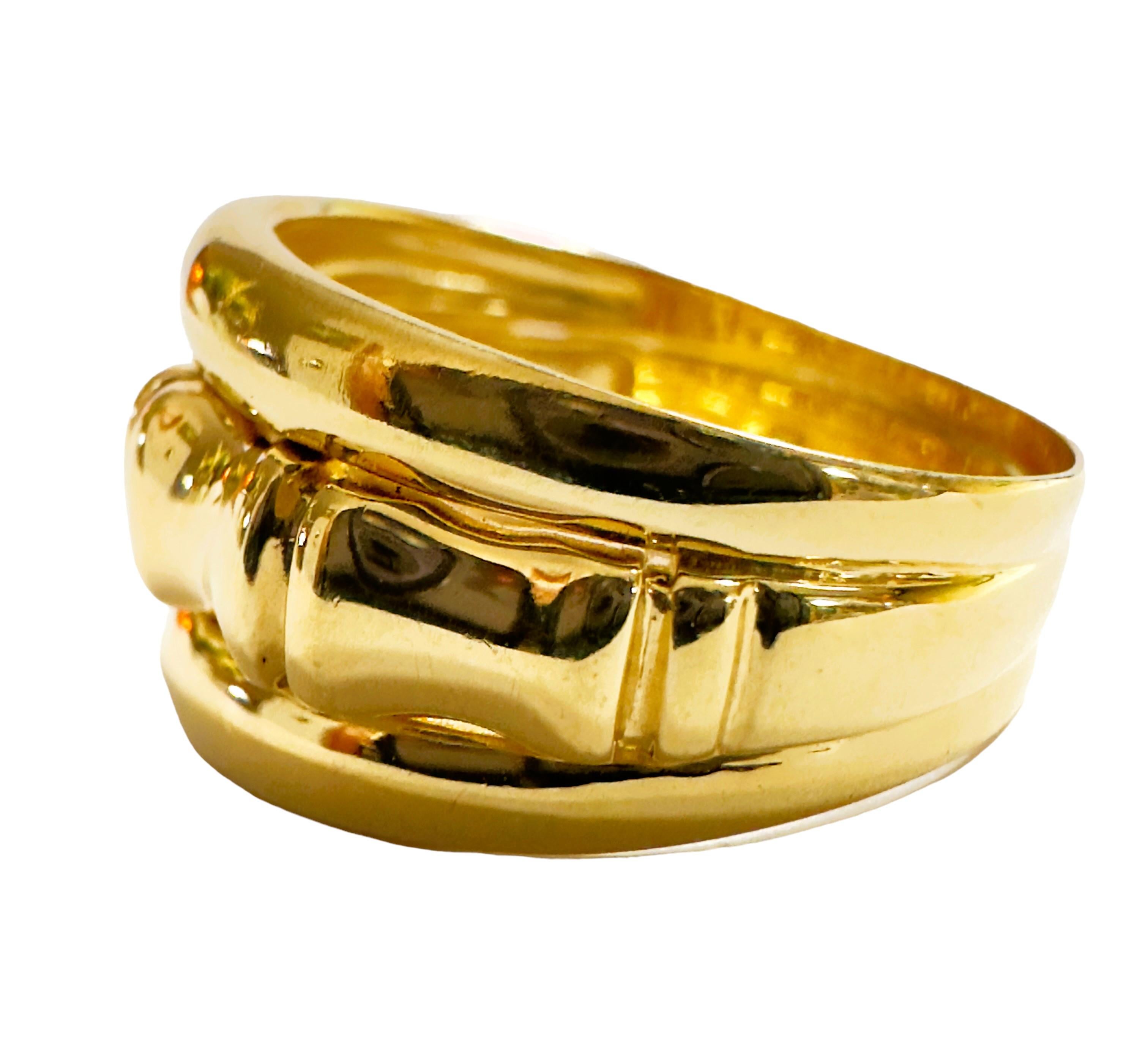 14k Gelbgold Bambus Link Milor Italienischer Ring Größe 8 (Art nouveau) im Angebot