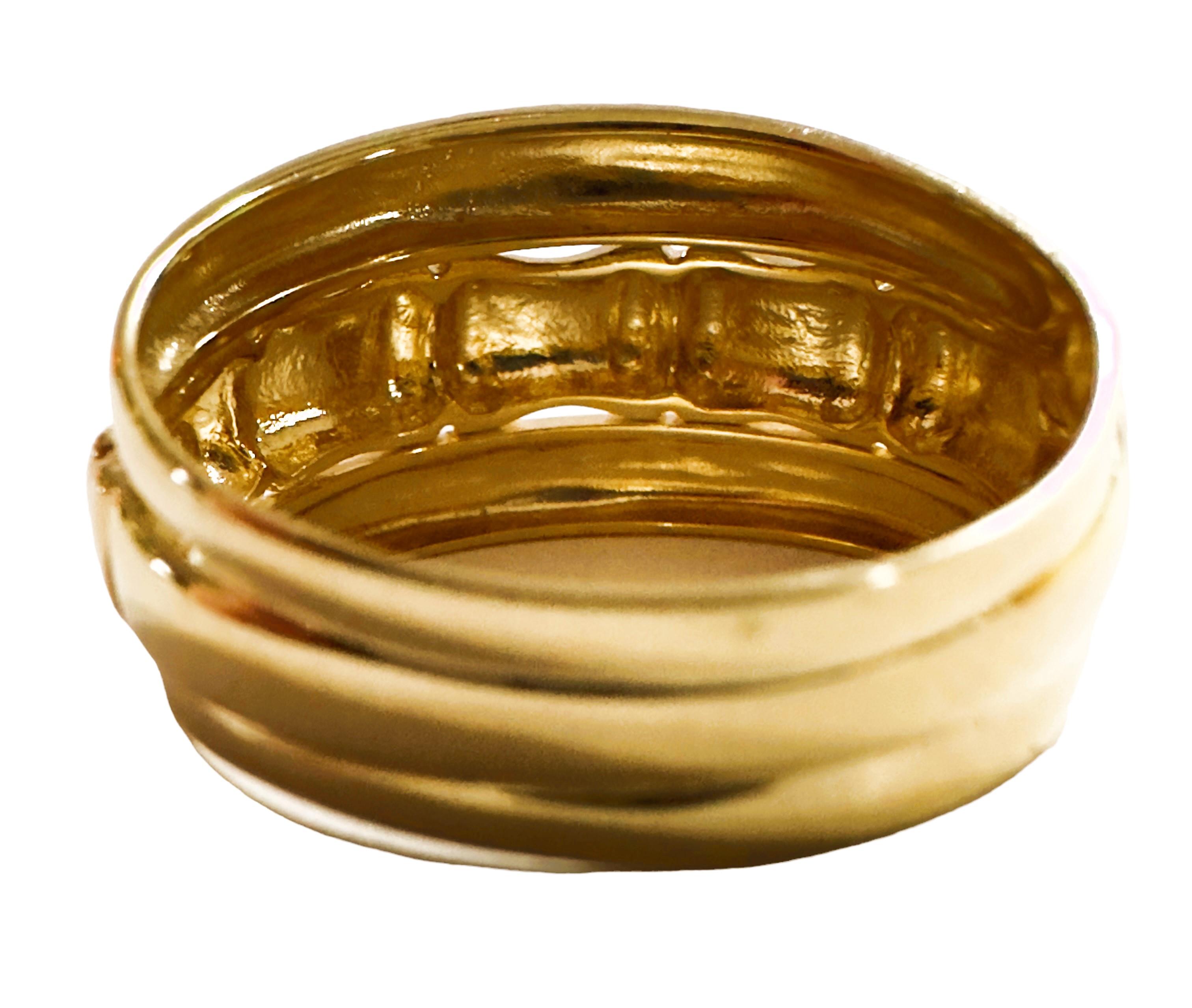 14k Gelbgold Bambus Link Milor Italienischer Ring Größe 8 im Zustand „Hervorragend“ im Angebot in Eagan, MN