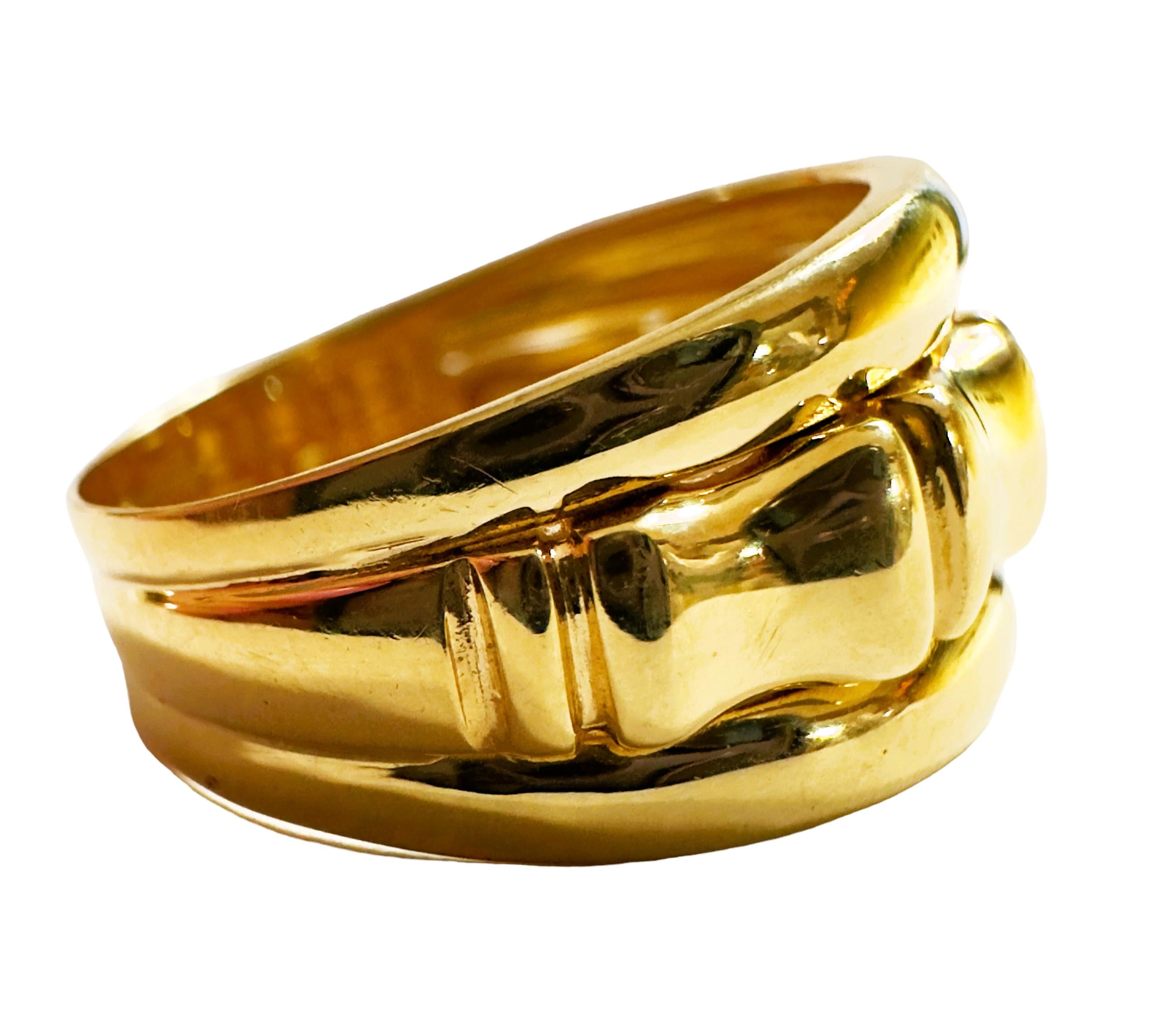 14k Gelbgold Bambus Link Milor Italienischer Ring Größe 8 Damen im Angebot