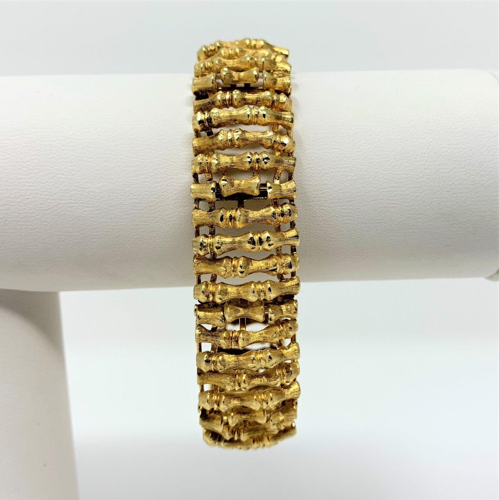 14 Karat Yellow Gold Bamboo Link UnoAErre Bracelet In Good Condition In Guilford, CT