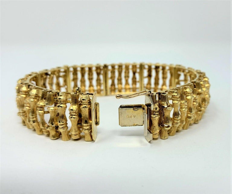 14 Karat Yellow Gold Bamboo Link UnoAErre Bracelet at 1stDibs