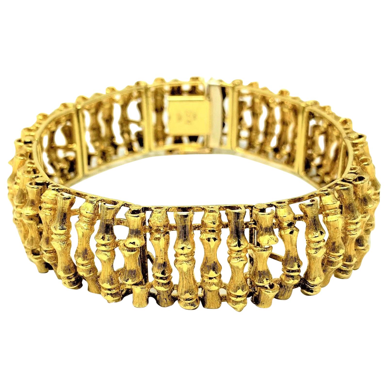14 Karat Yellow Gold Bamboo Link UnoAErre Bracelet