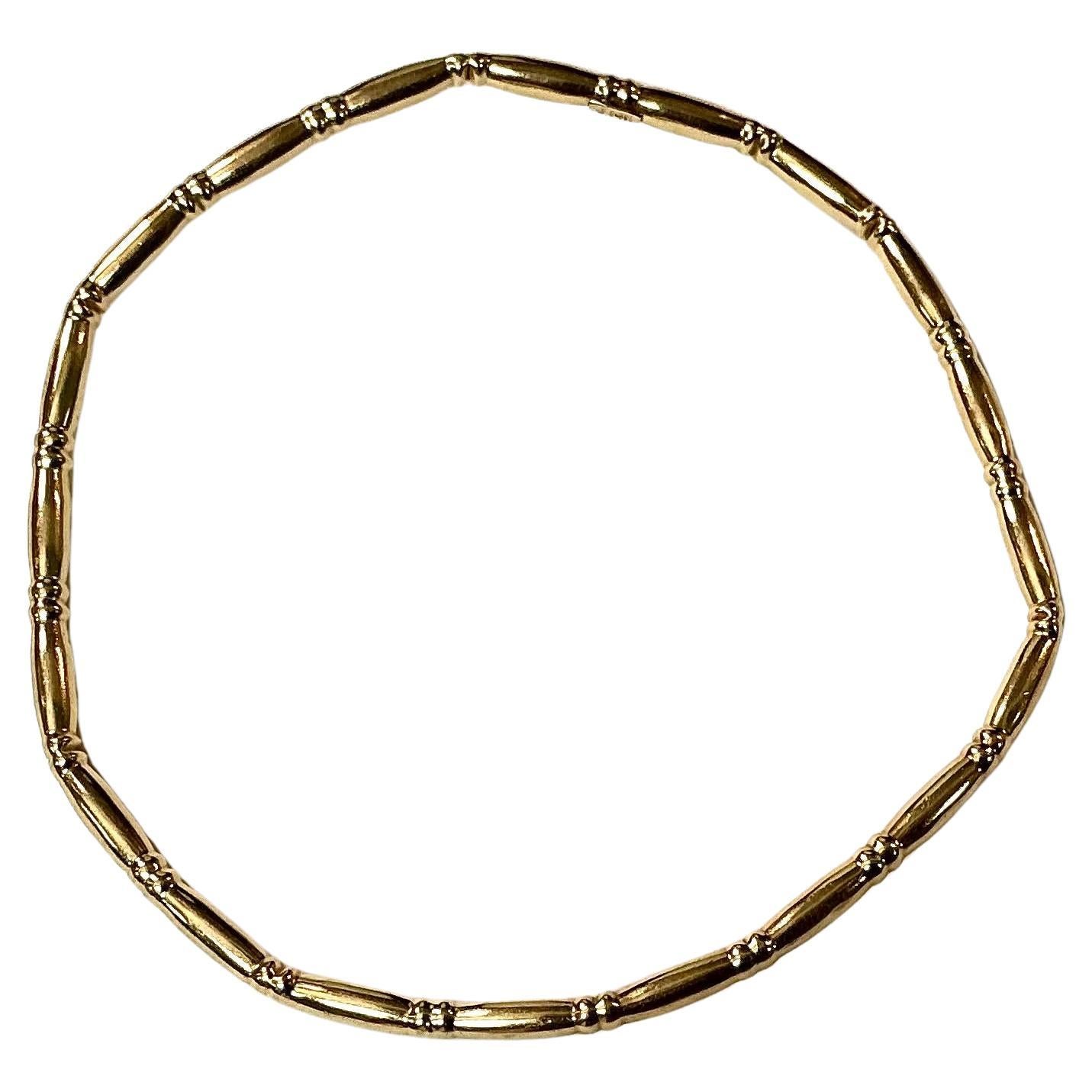 Modern 14K Yellow Gold Bamboo-Style Bangle Bracelet For Sale