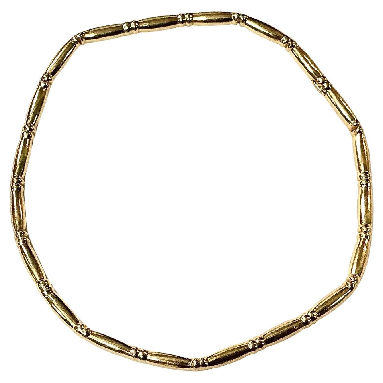 14K Yellow Gold Bamboo-Style Bangle Bracelet For Sale
