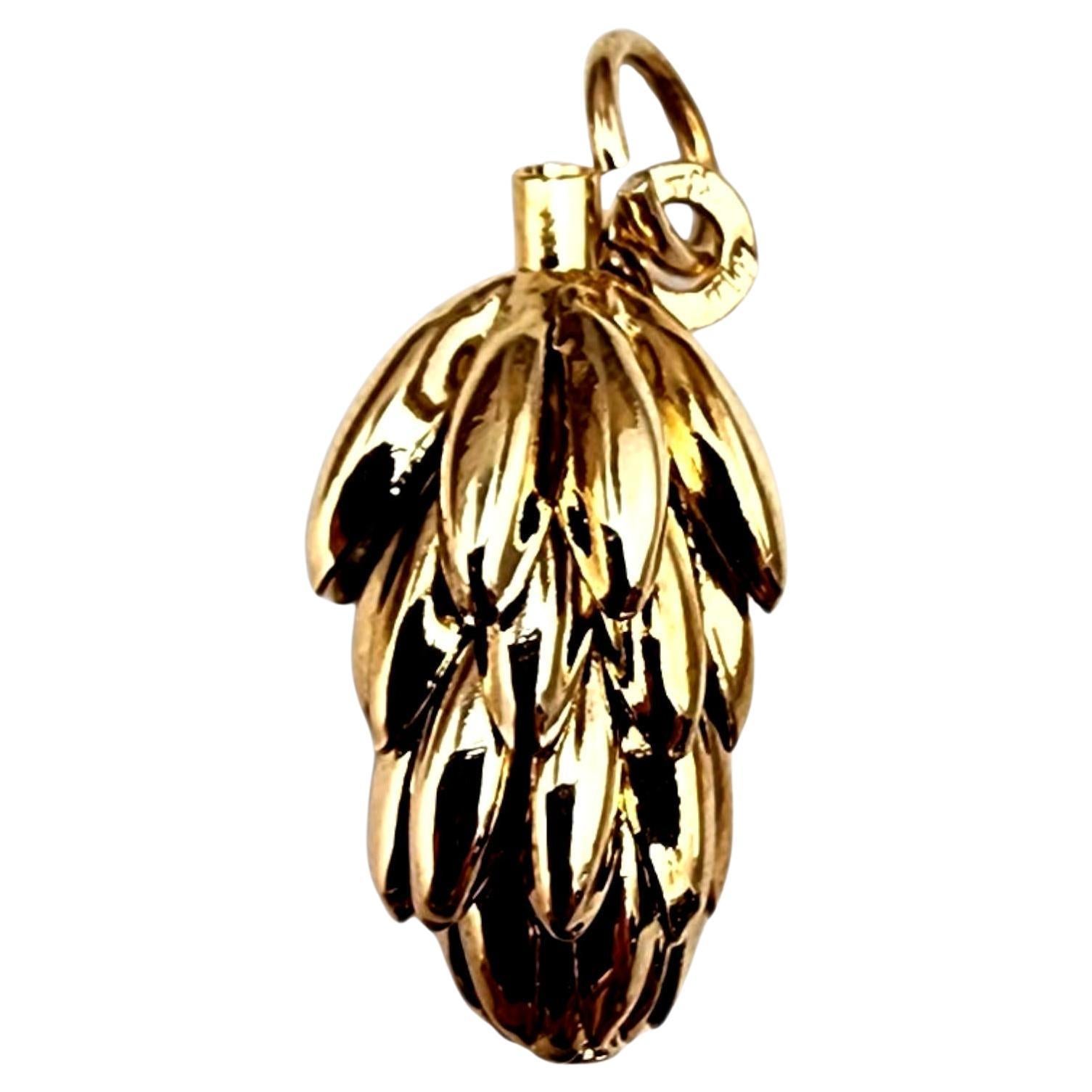 Charm a forma di mazzo di banane in oro giallo 14K #22357 in vendita