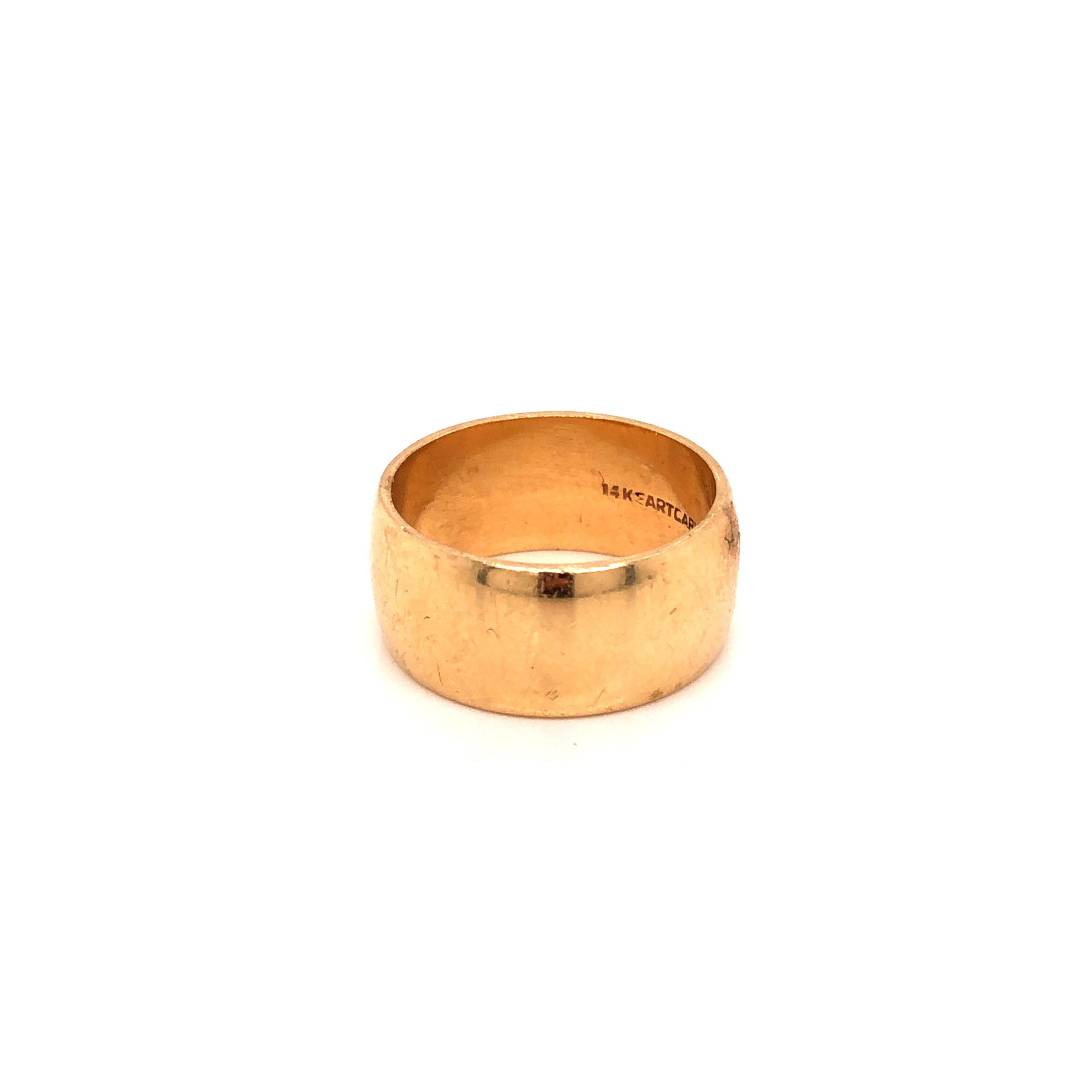Women's or Men's 14 Karat Yellow Gold Band Ring For Sale