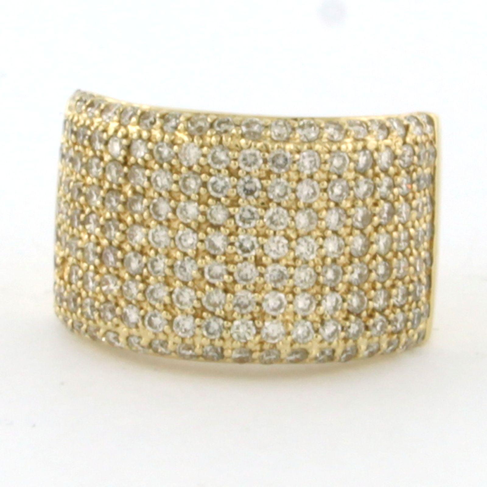Modern 14k yellow gold band ring set with brilliant cut diamonds up to . 2.00ct For Sale