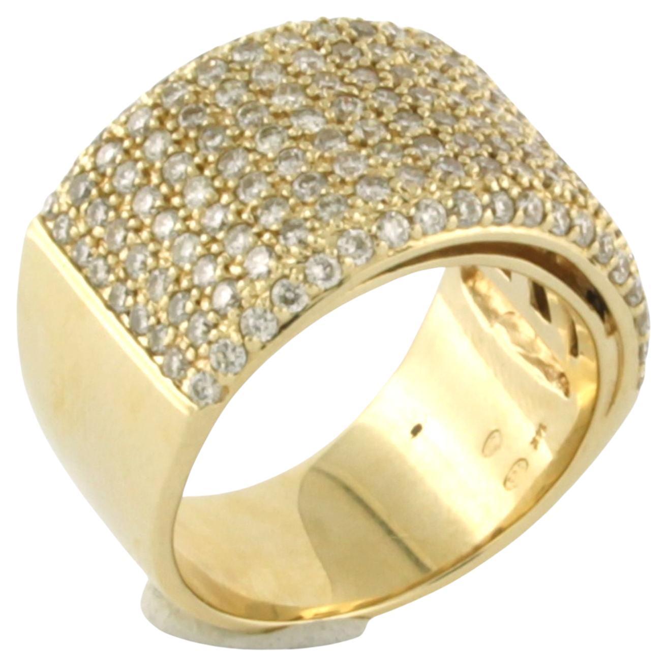 14k yellow gold band ring set with brilliant cut diamonds up to . 2.00ct