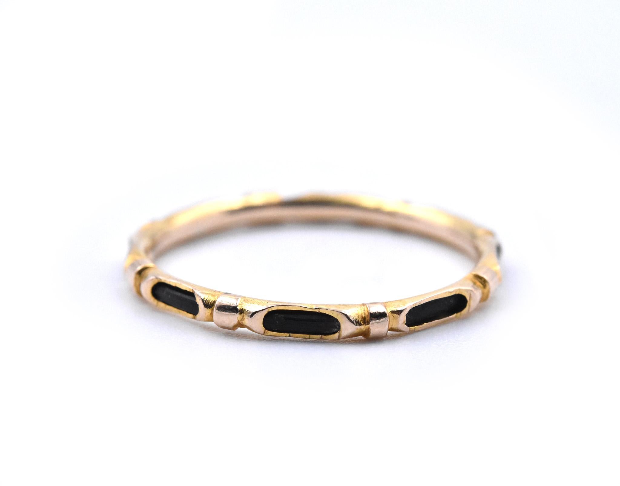 Designer: custom design
Material: 14k yellow gold
Ring Size: 6 ½ (ring cannot be sized up)
Weight: 0.65 grams
