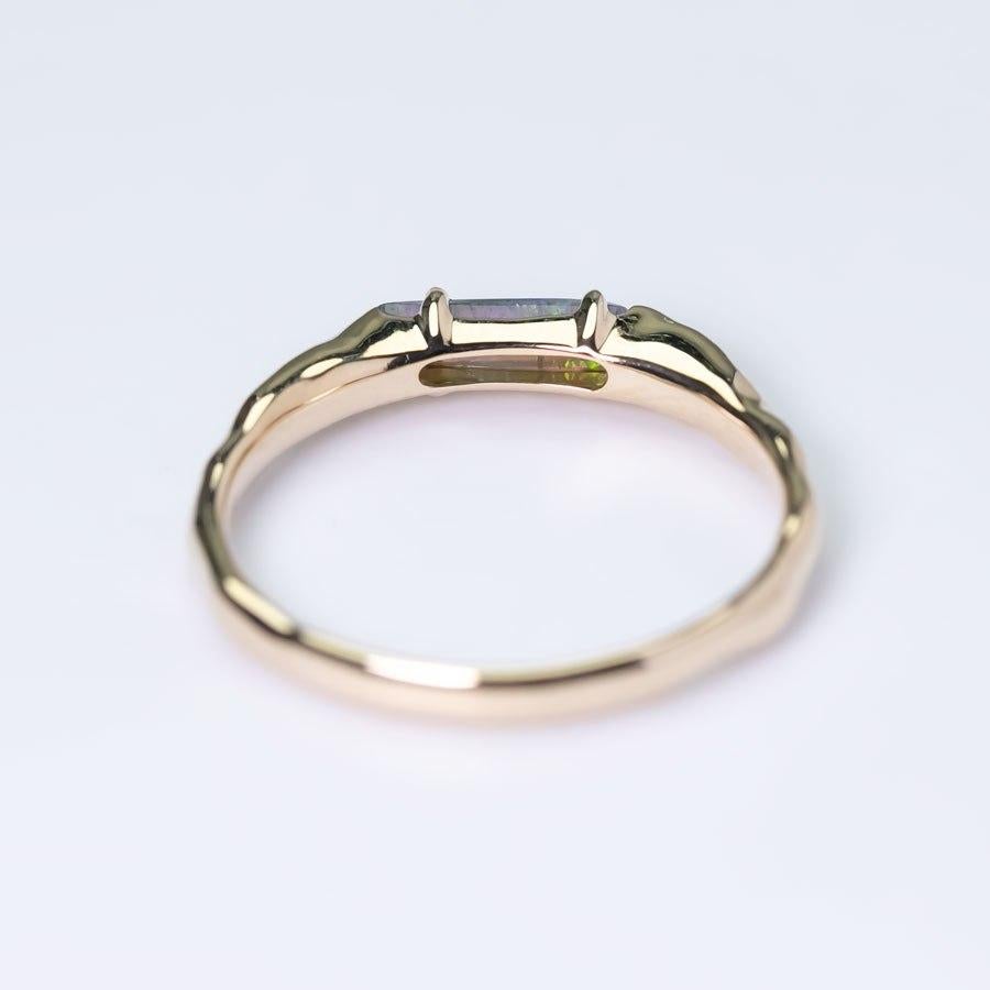 Donna Anello di fidanzamento in oro giallo 14K con opale nera in vendita