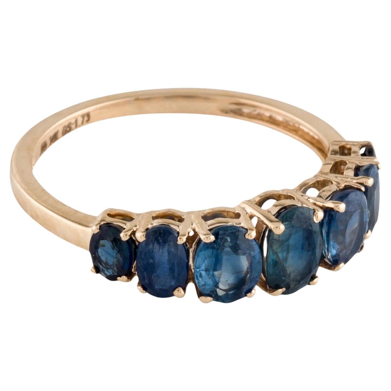 14K Yellow Gold Band with Oval Modified Brilliant Sapphires, Size 8 For ...