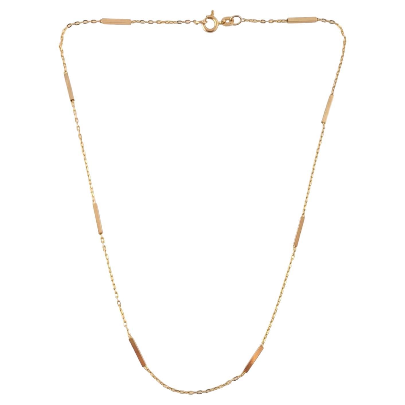 14K Yellow Gold Bar Chain Necklace #17493
