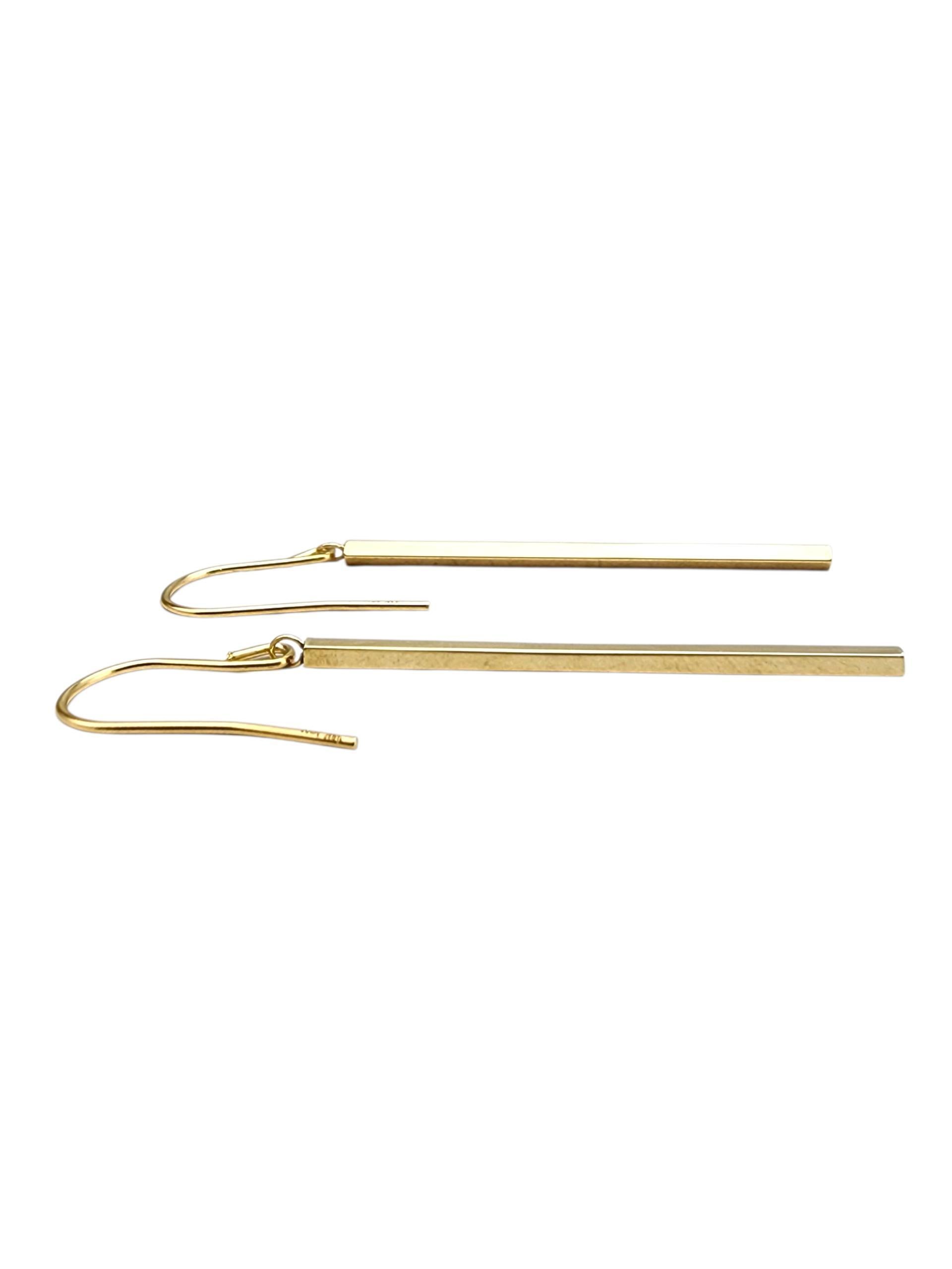 Women's 14K Yellow Gold Bar Dangle Earrings #22715 For Sale