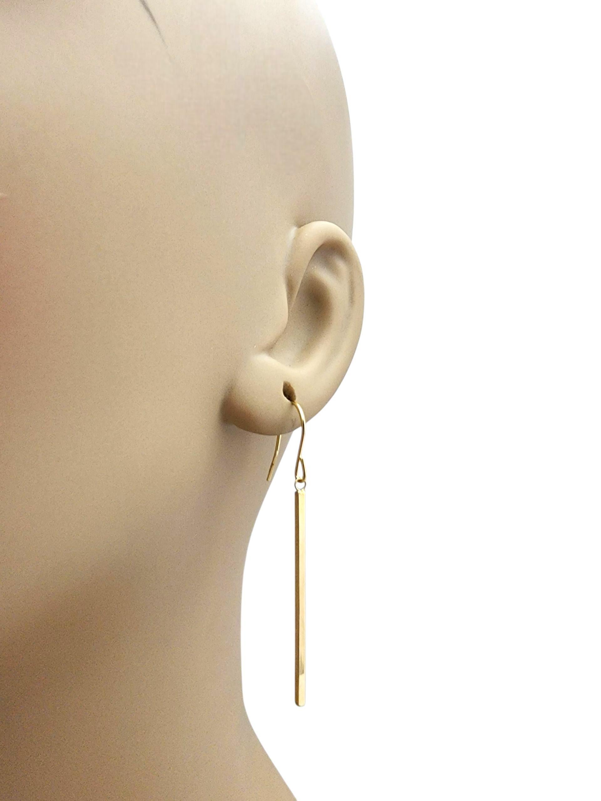 14K Yellow Gold Bar Dangle Earrings #22715 For Sale 4