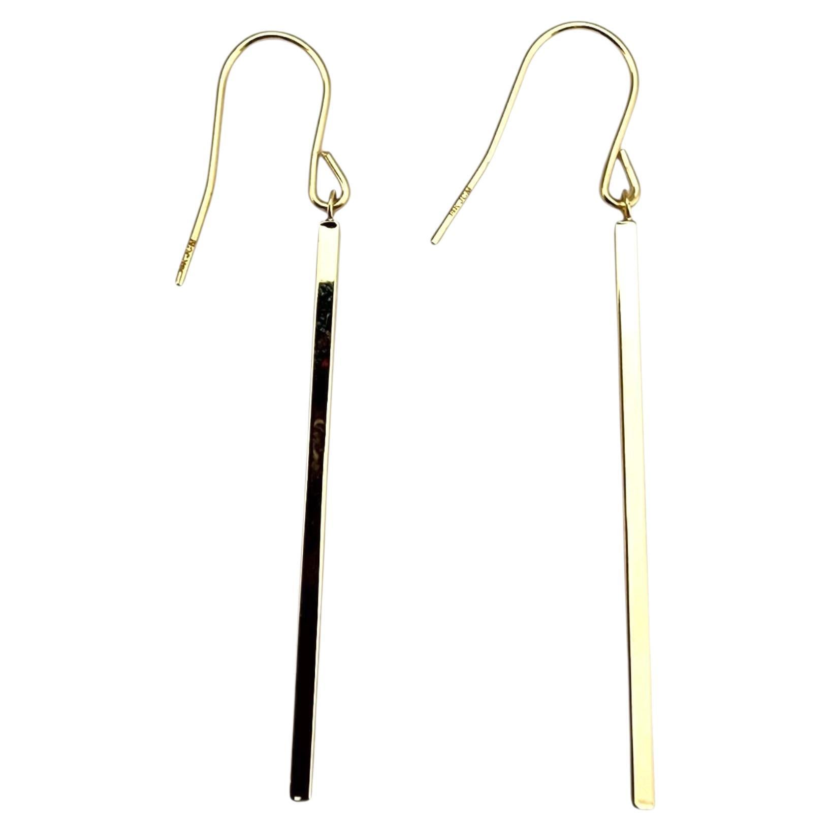 14K Yellow Gold Bar Dangle Earrings #22715 For Sale