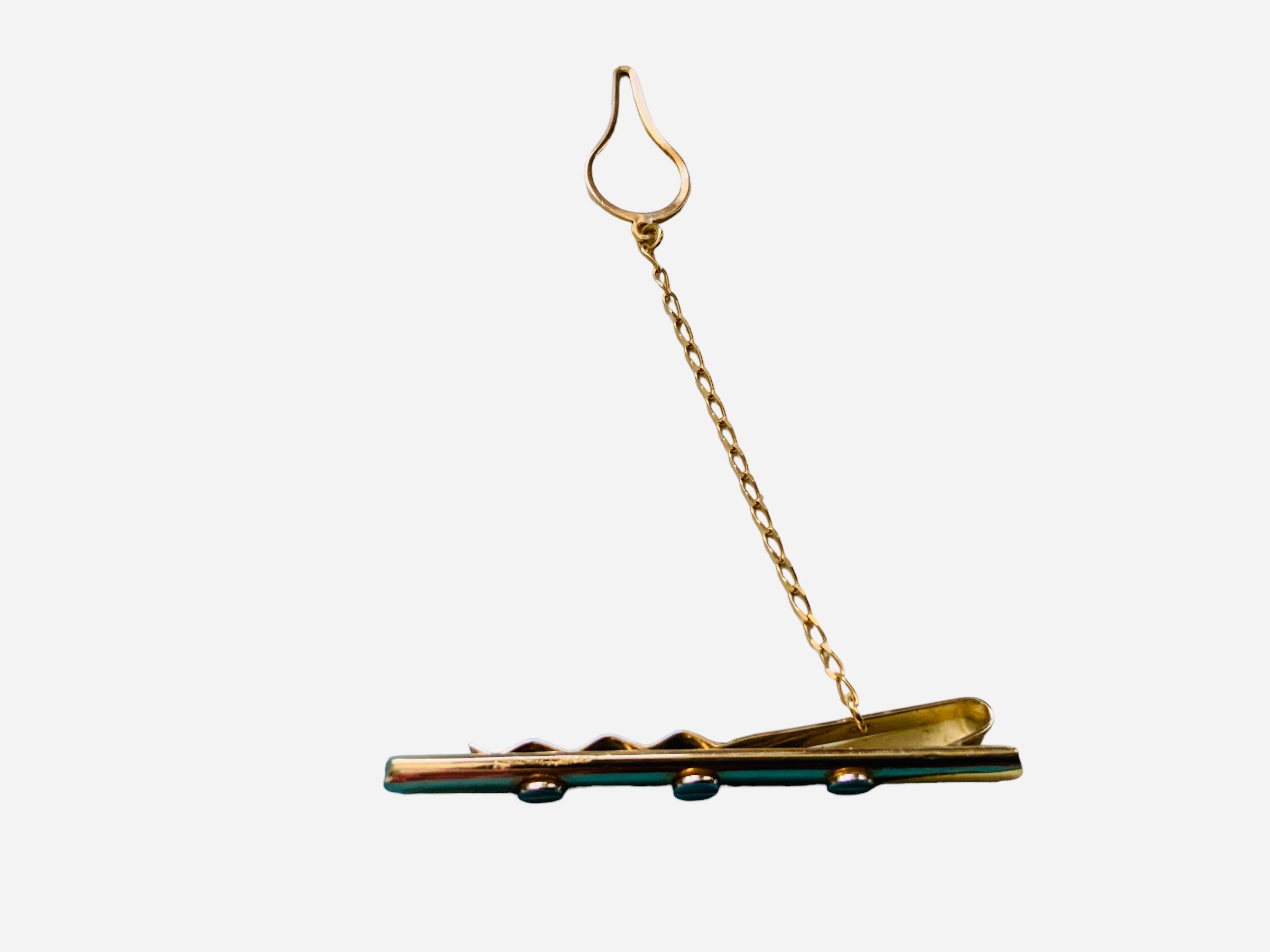 14k Yellow Gold Bar Tie Pin/Clip For Sale 1
